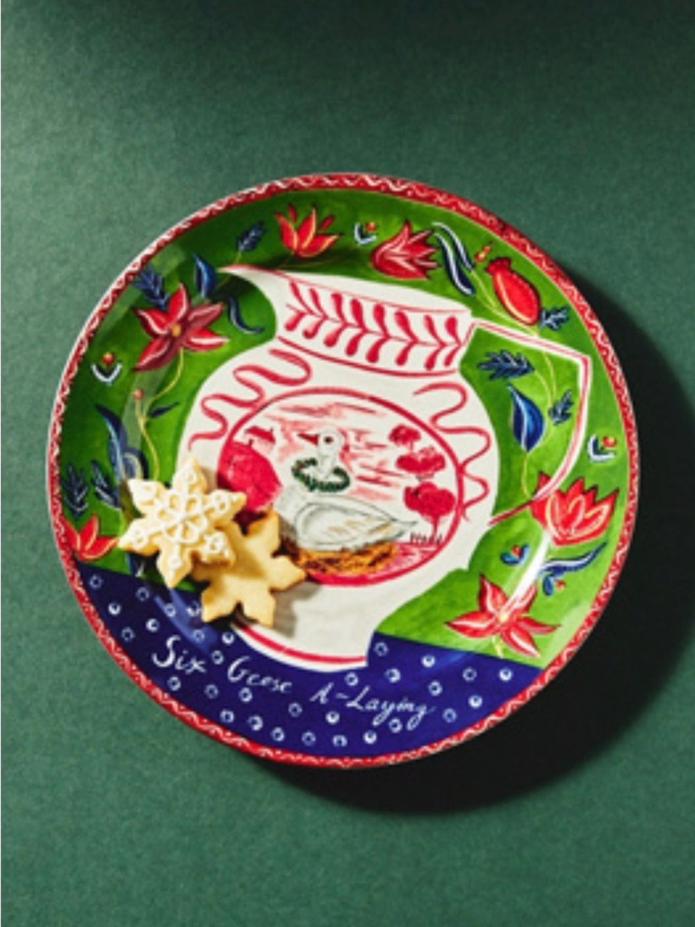 Anthropologie Emily Maude Twelve Days of Christmas Six Geese A-Laying plate NEW
